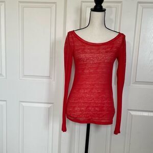 Pure & Good Anthropologie Sheer Burnout Lightweight Long Sleeve Layering Tee, S